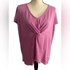 Women’s Jane and Delancey short sleeve blouse knot front pink XL bohemian boho